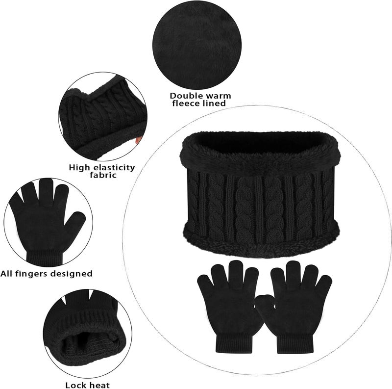 Machomby Kids Hat Scarf Gloves Set, Kids Winter Beanie Hat Scarf Gloves Set with Knit Thick Warm Fleece Lined for 1-6 Years Old - Image 5